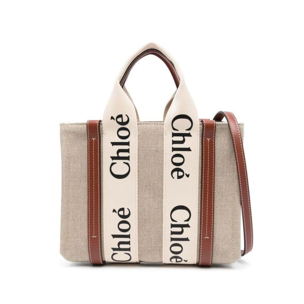 CHLOE Woody Large Tote Bag Women Beige Totes - Picture 1 of 5